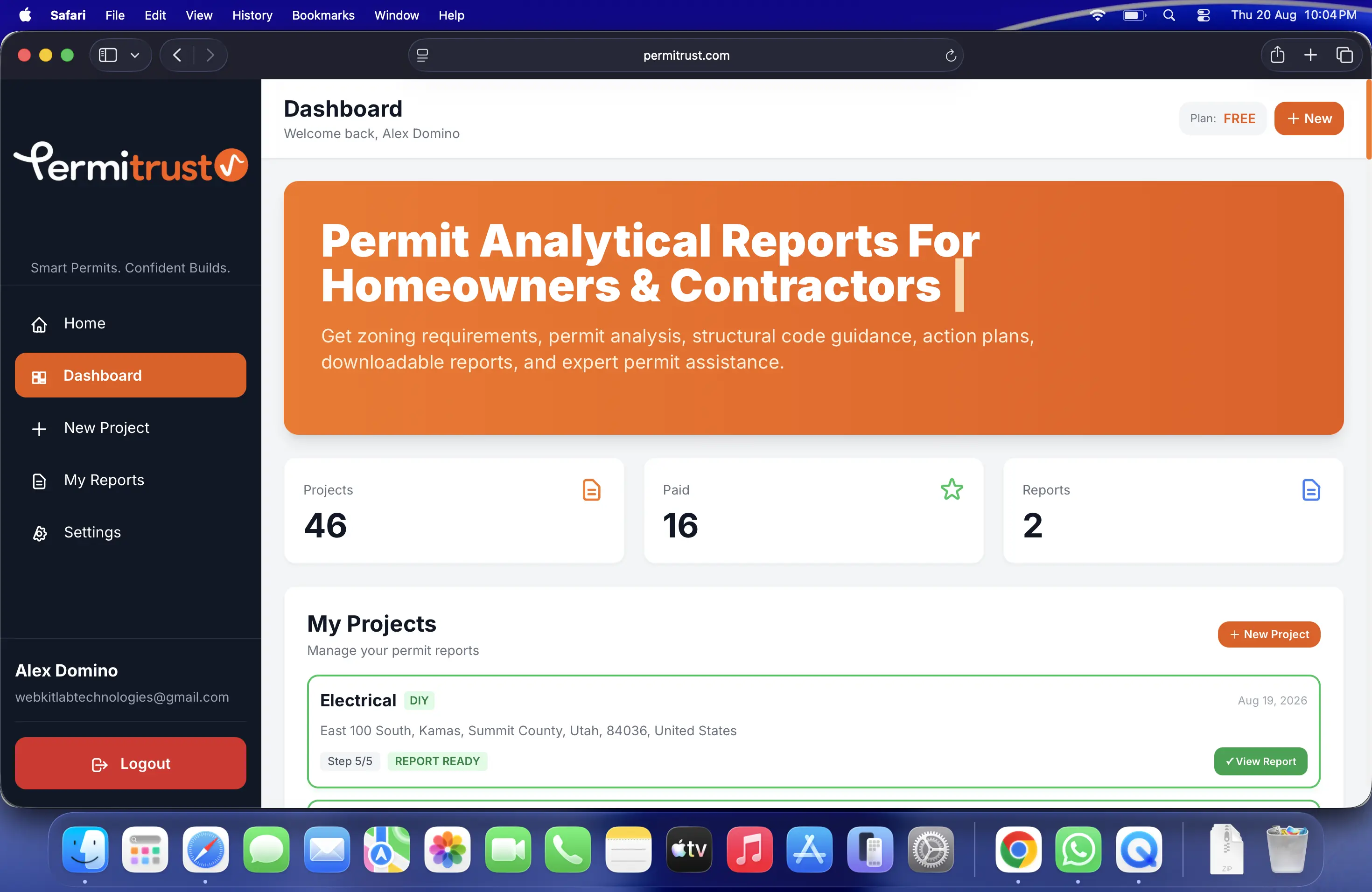 Permitrust customer dashboard