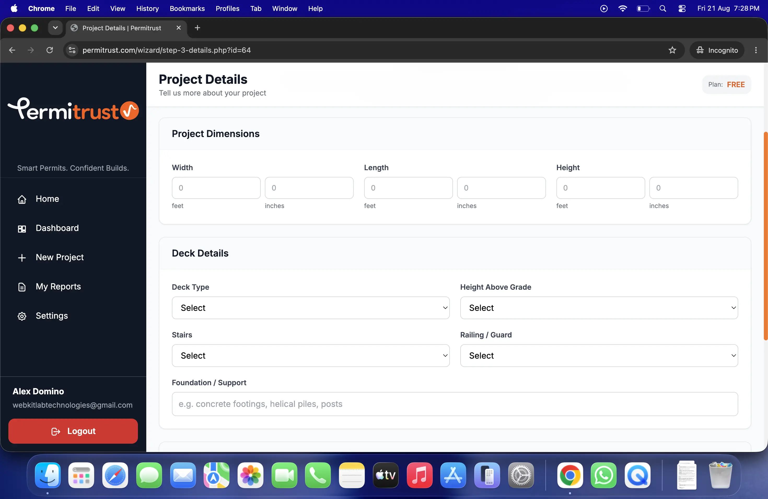 Permitrust project details form