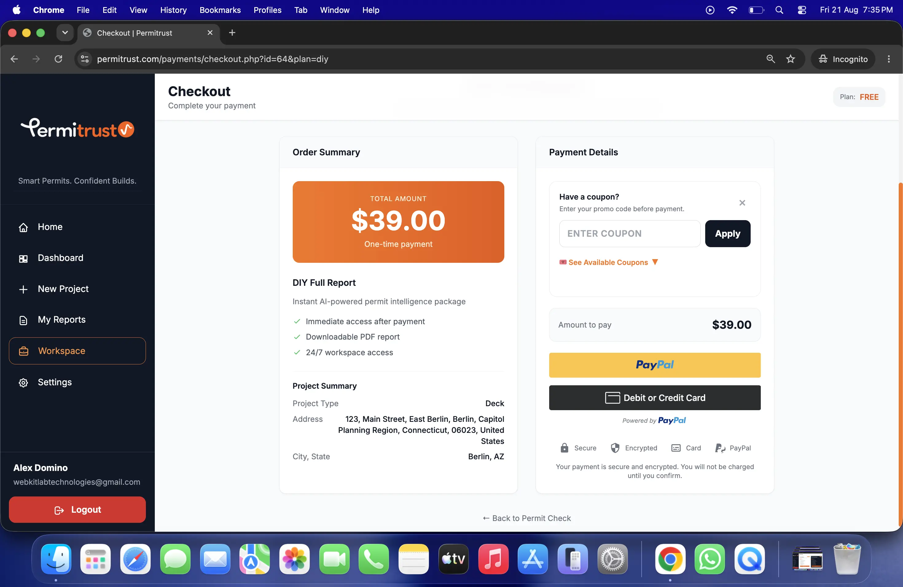 Permitrust secure payment checkout