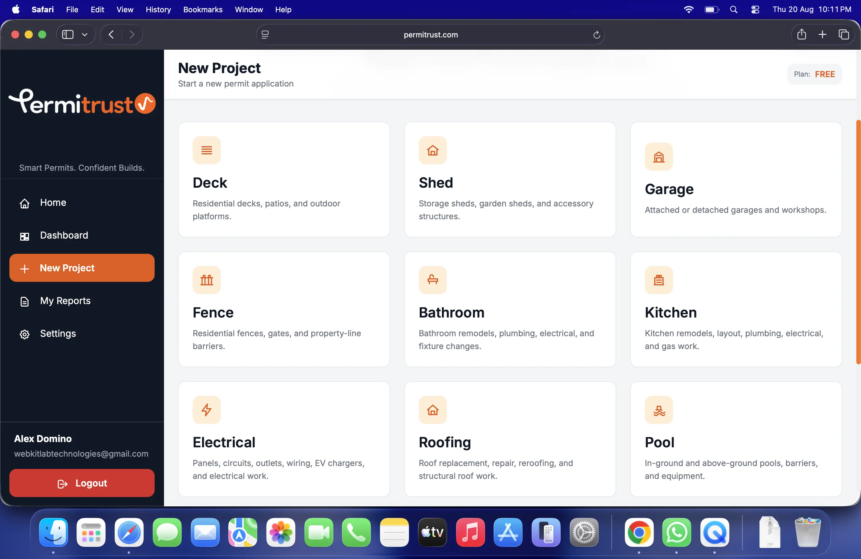 Permitrust start permit research screen